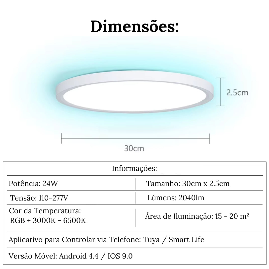 Luminária de Teto Plafon LED Inteligente Lumaire