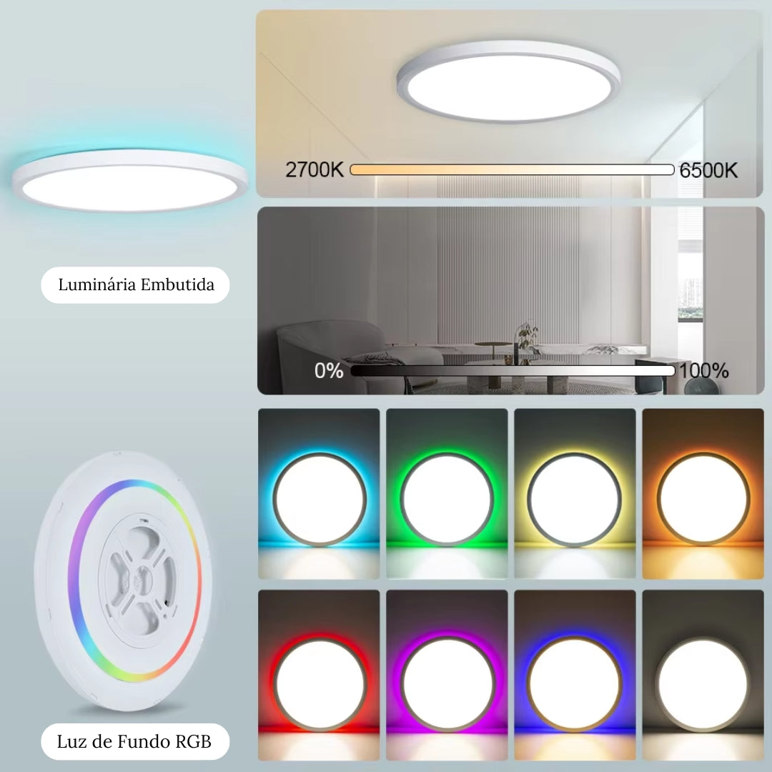 Luminária de Teto Plafon LED Inteligente Lumaire