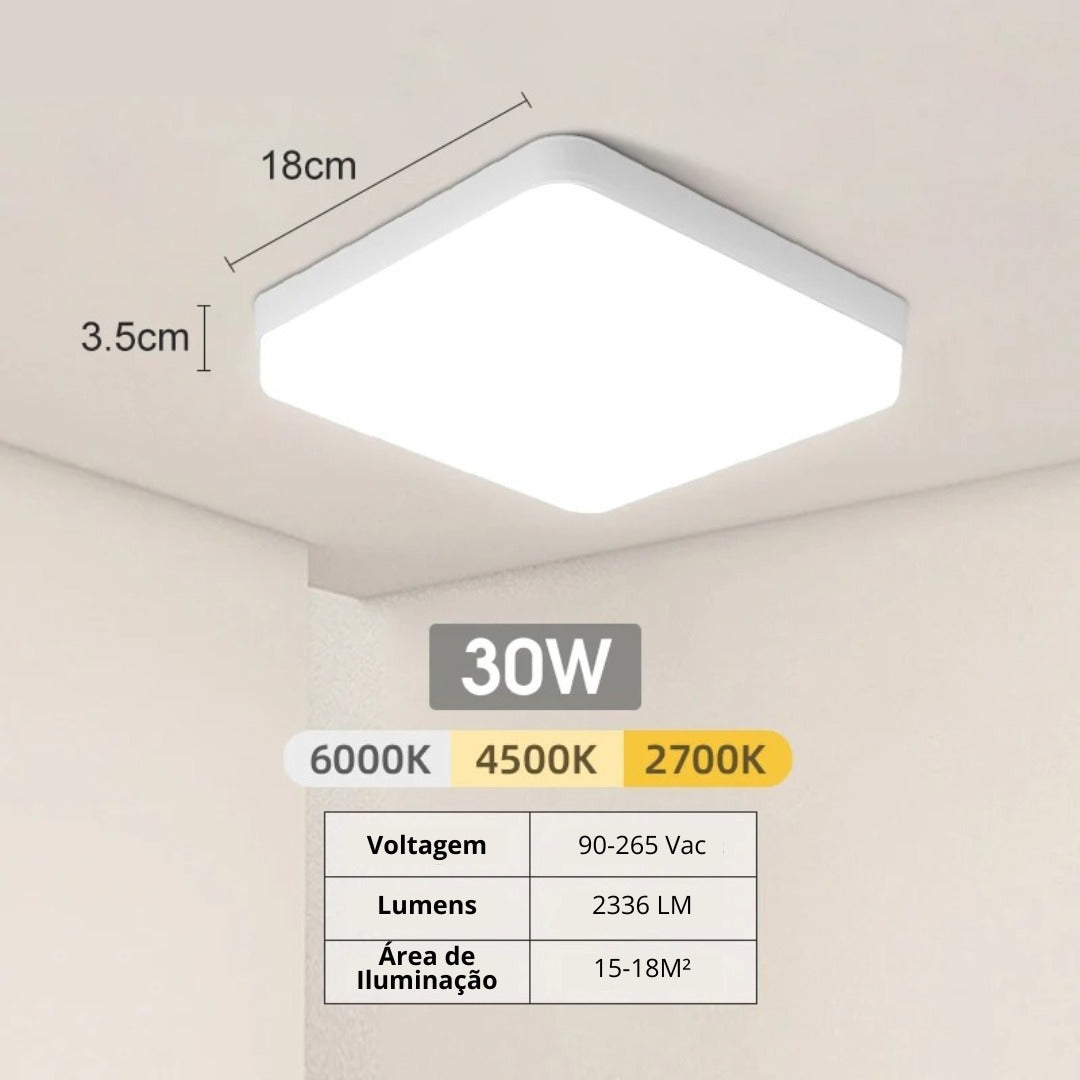 Luminária De Teto Plafon Quadrado LED Bivolt Aurum