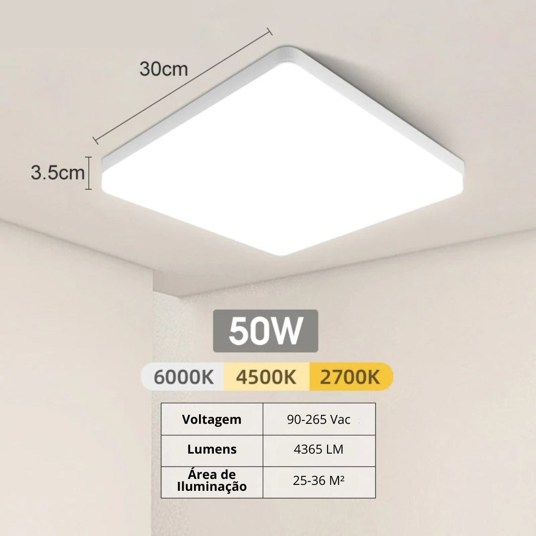 Luminária De Teto Plafon Quadrado LED Bivolt Aurum