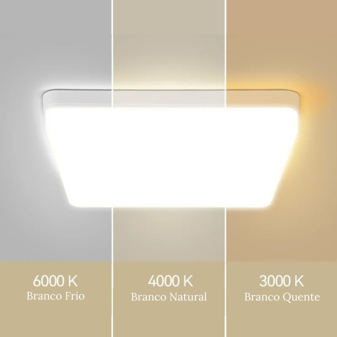 Luminária De Teto Plafon Quadrado LED Bivolt Aurum