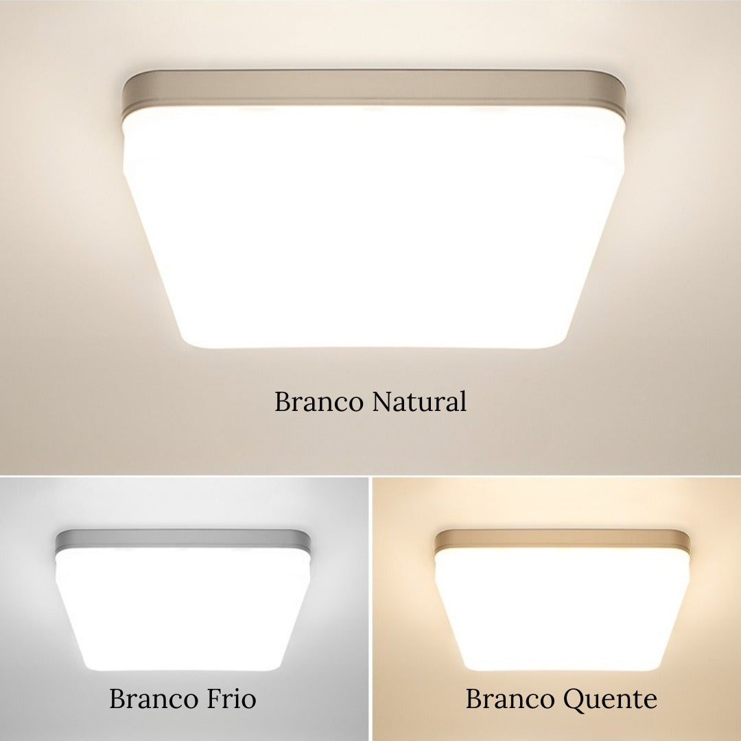 Luminária De Teto Plafon Quadrado LED Bivolt Aurum