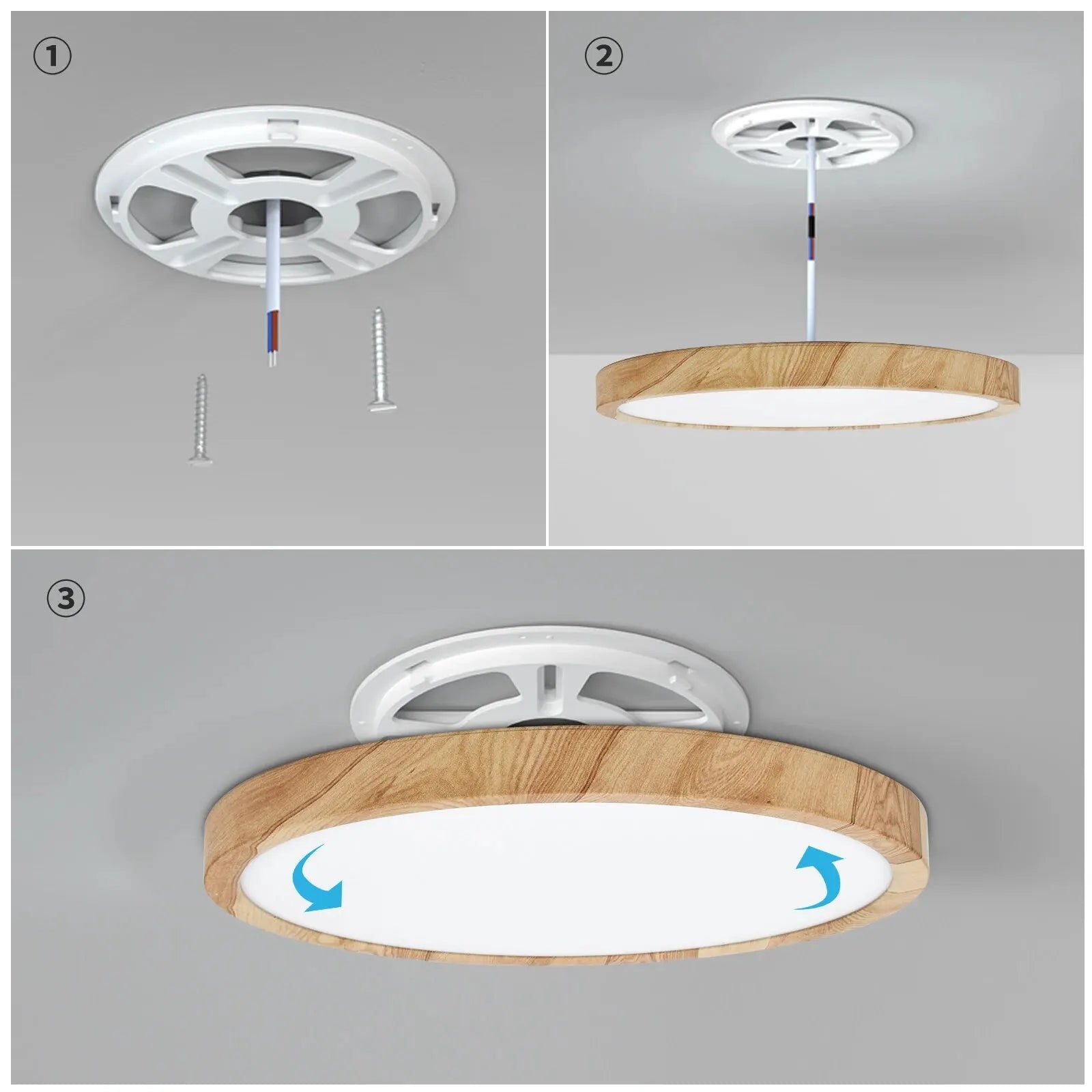 Plafon De Teto Led Sobrepor Estilo Amadeirado Ilumina