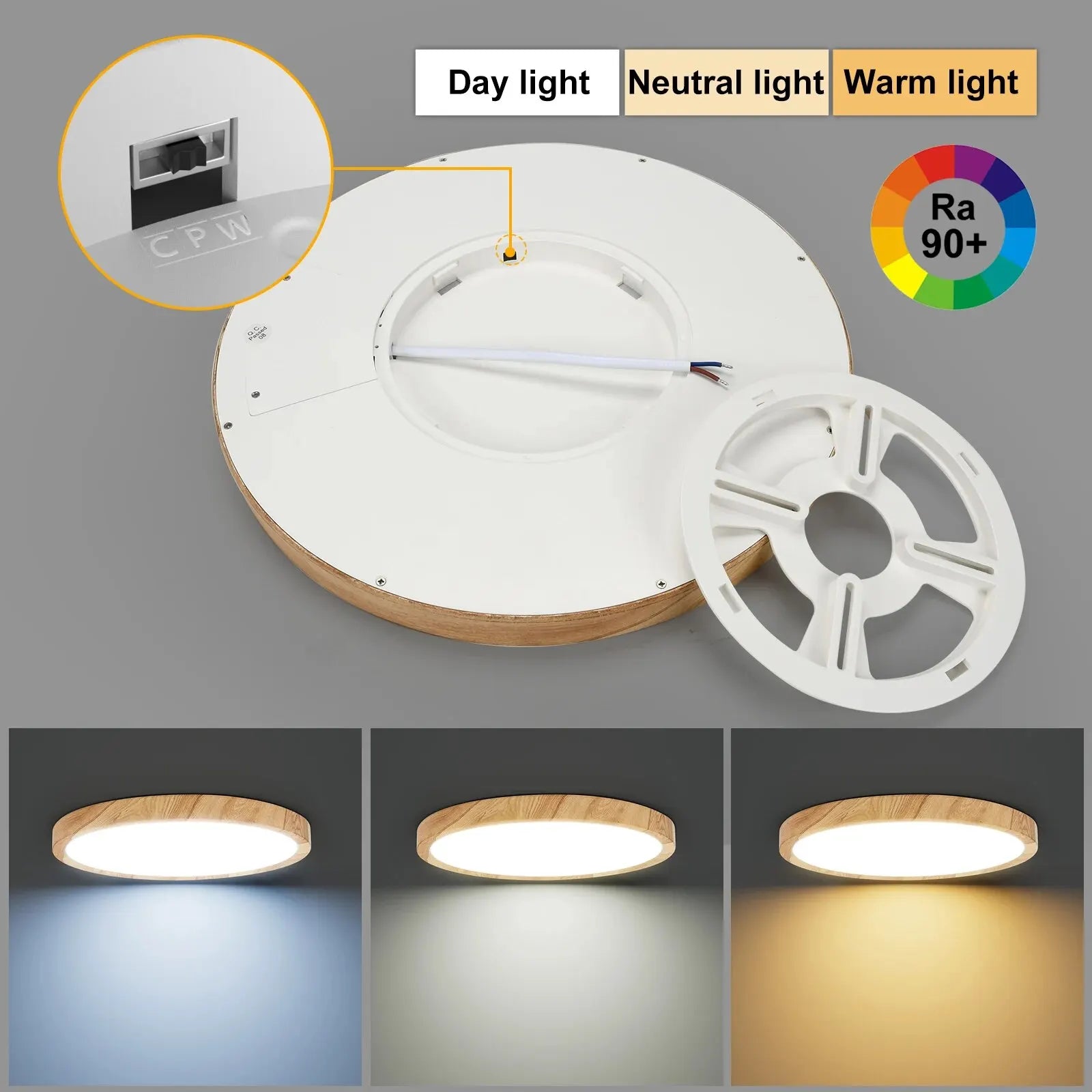 Plafon De Teto Led Sobrepor Estilo Amadeirado Ilumina