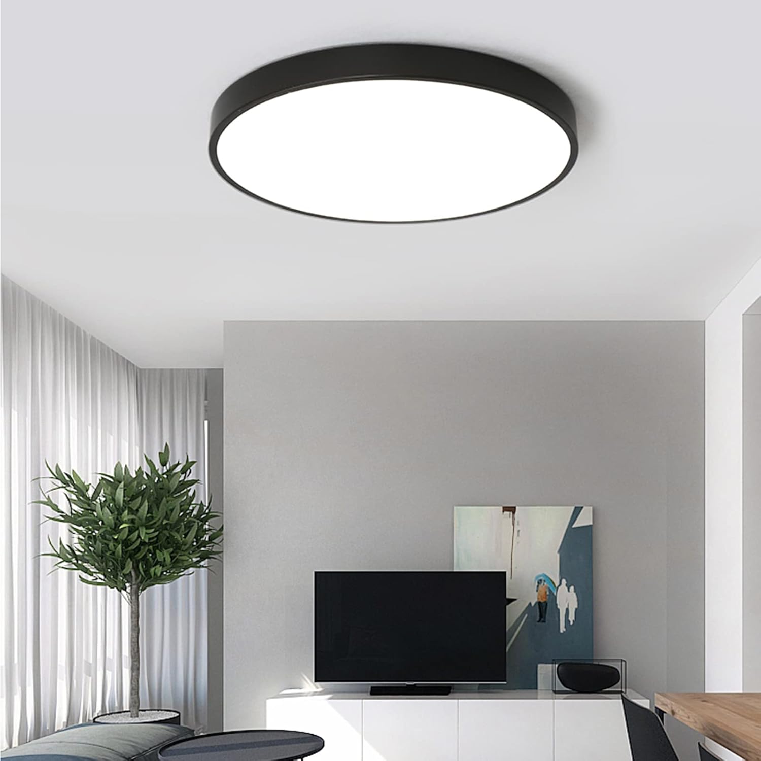 Plafon Led Sobrepor Redondo Moderno Com Controle Clarity