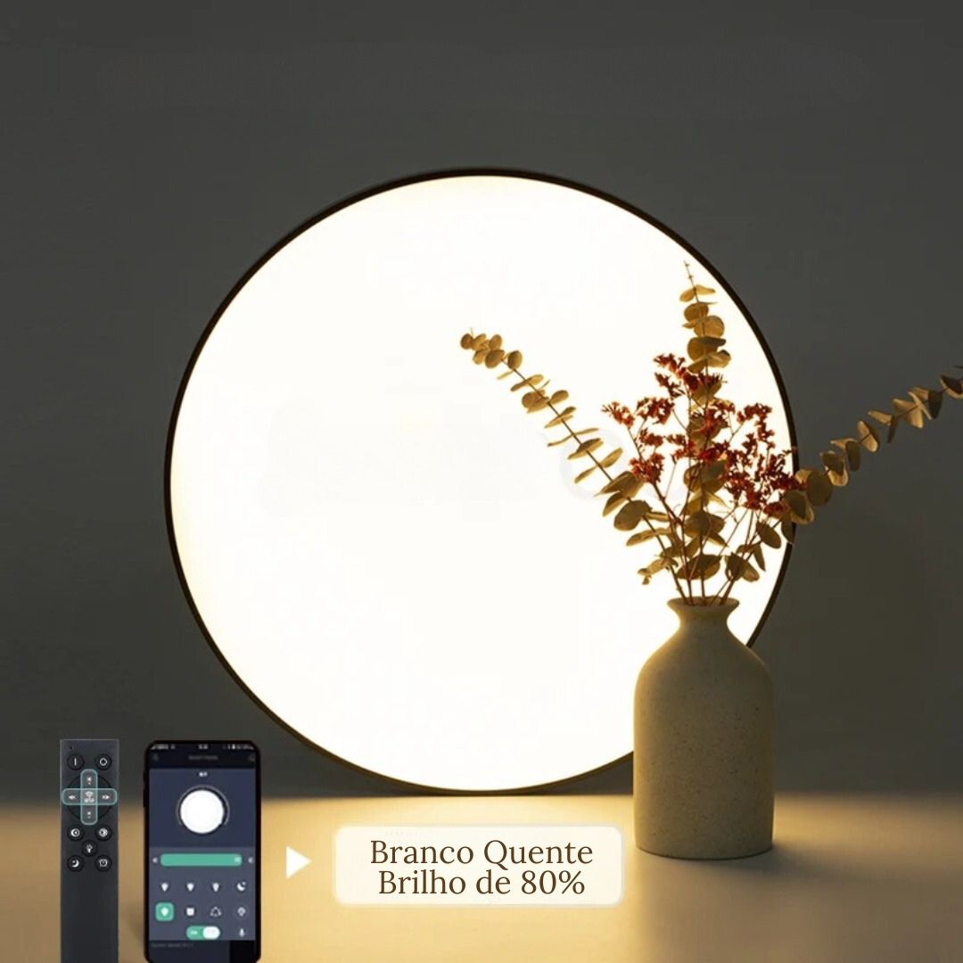 Plafon Led Sobrepor Redondo Moderno Com Controle Clarity