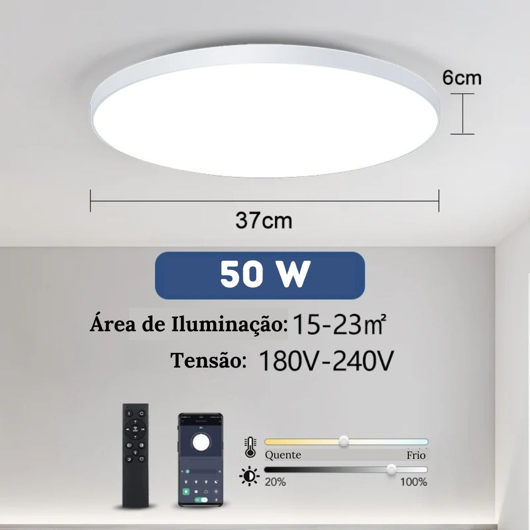 Plafon Led Sobrepor Redondo Moderno Com Controle Clarity