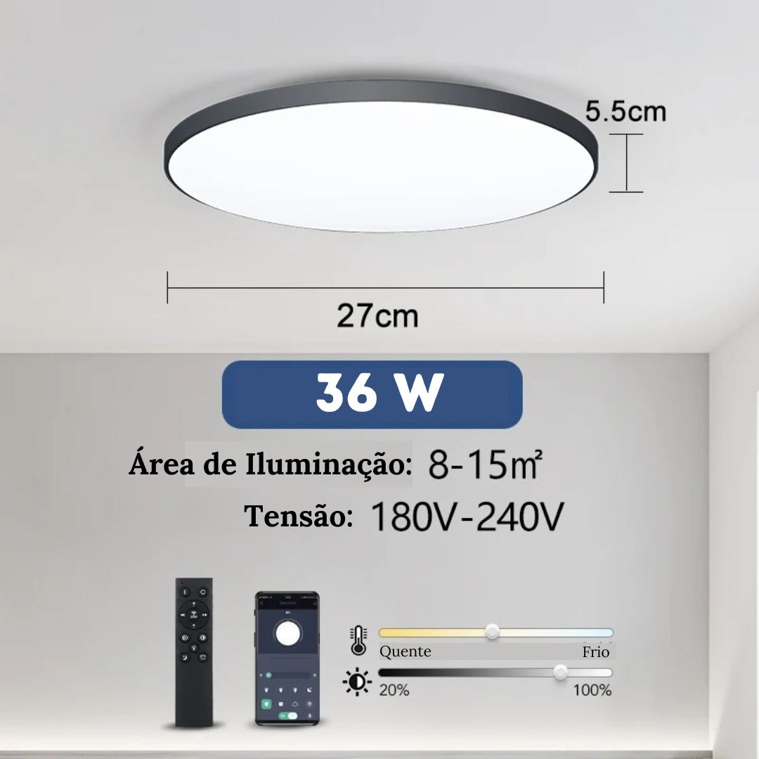 Plafon Led Sobrepor Redondo Moderno Com Controle Clarity
