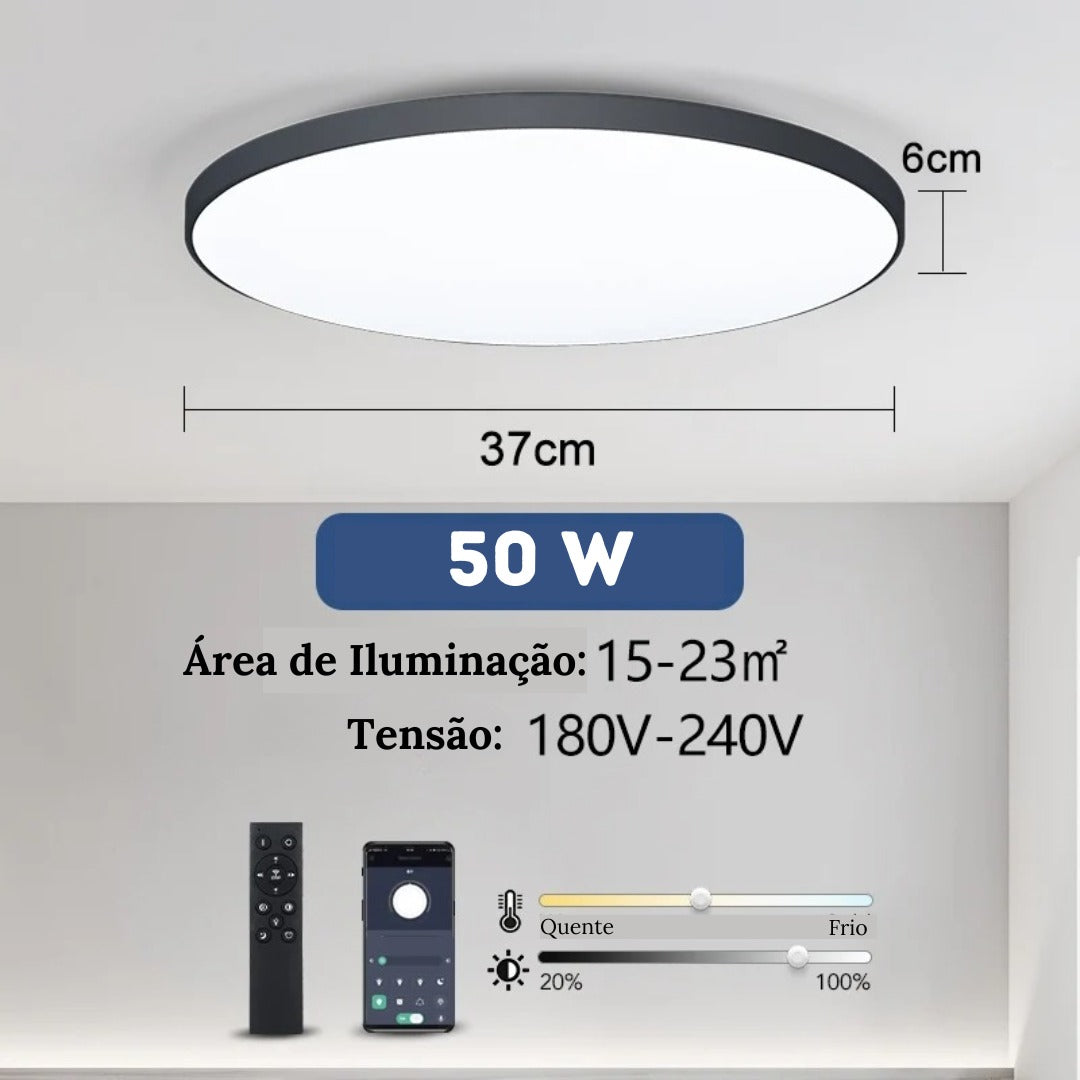 Plafon Led Sobrepor Redondo Moderno Com Controle Clarity