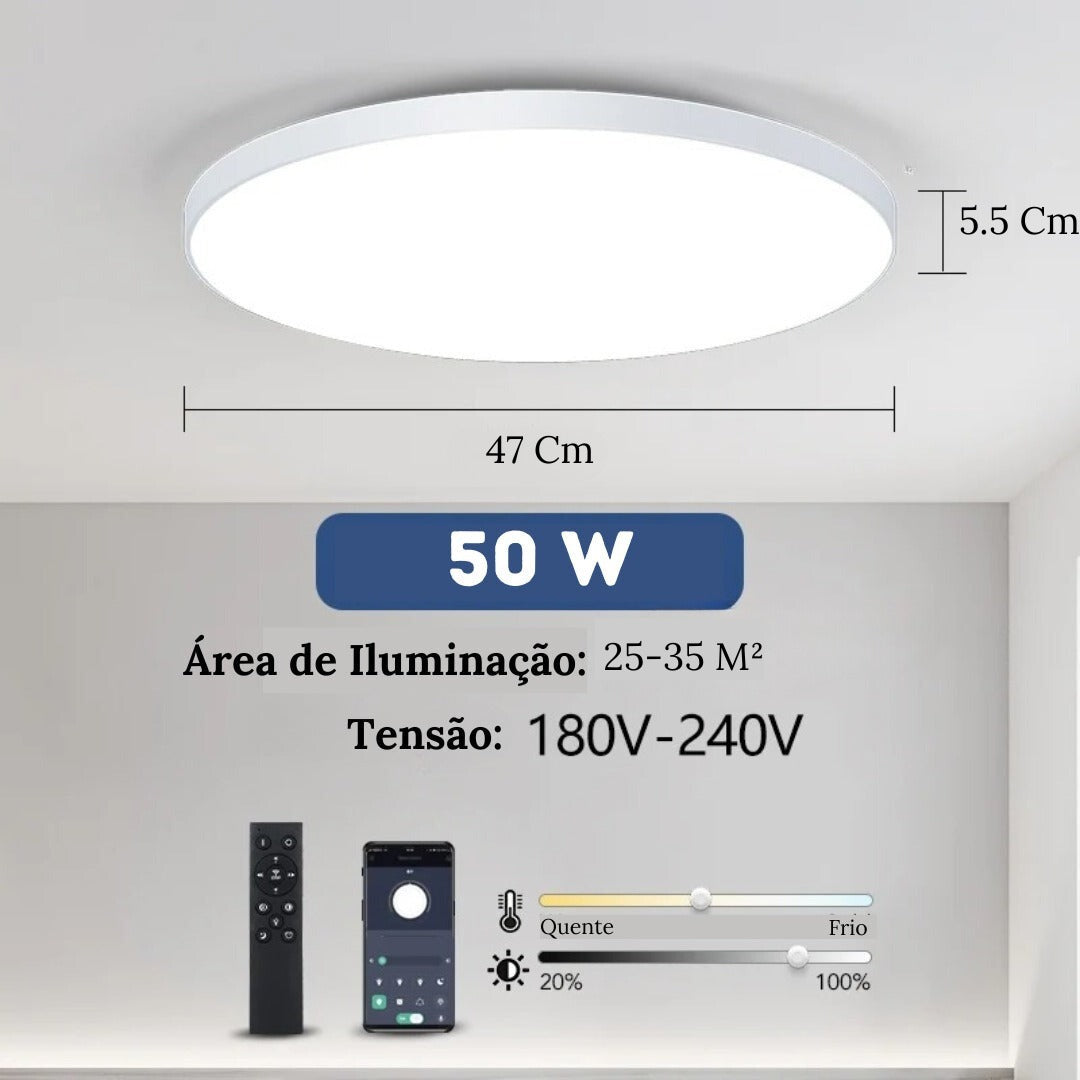 Plafon Led Sobrepor Redondo Moderno Com Controle Clarity