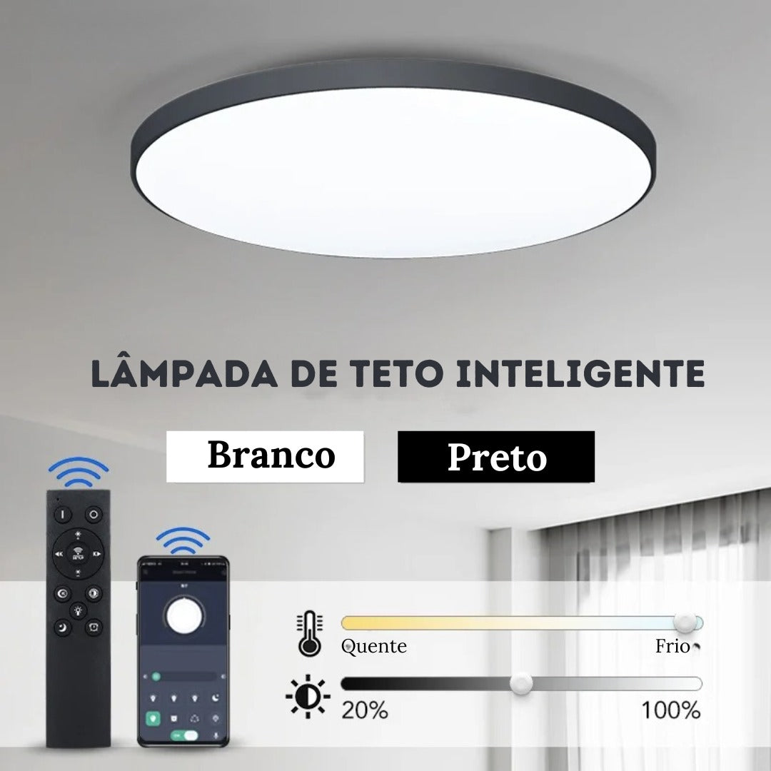 Plafon Led Sobrepor Redondo Moderno Com Controle Clarity