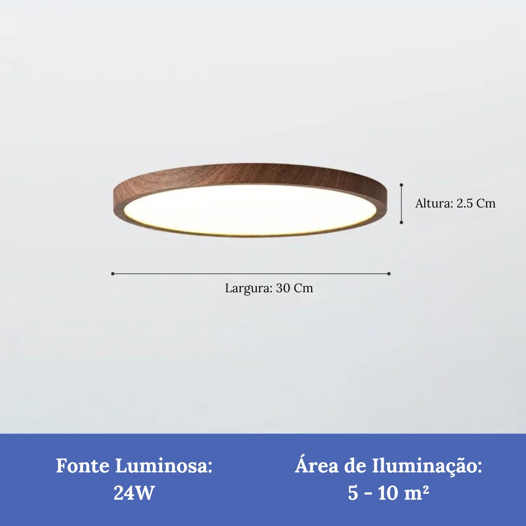 Plafon Led Sobrepor Redondo Wood Luxor