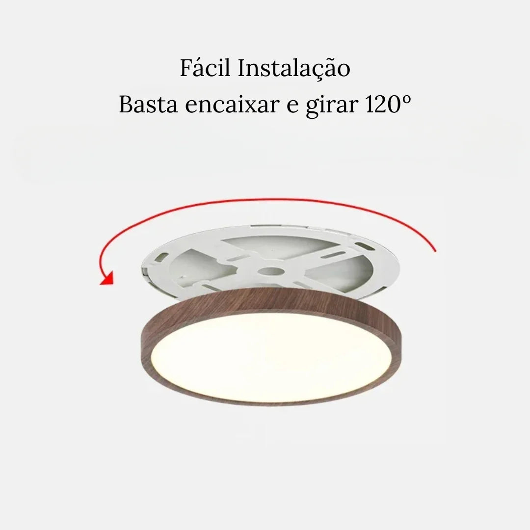 Plafon Led Sobrepor Redondo Wood Luxor
