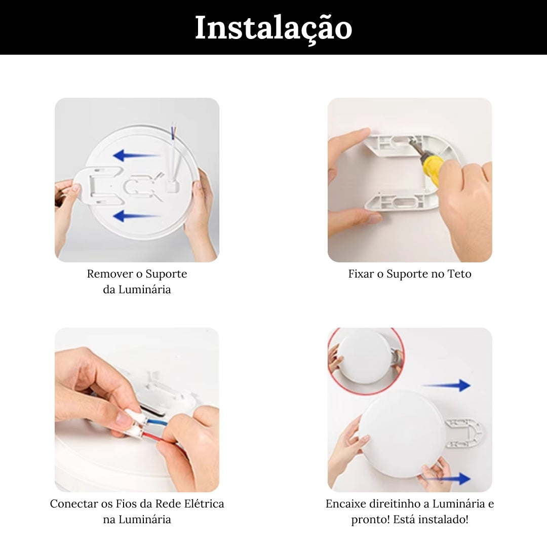 Plafon Redondo Led Sobrepor De Embutir Brilliance